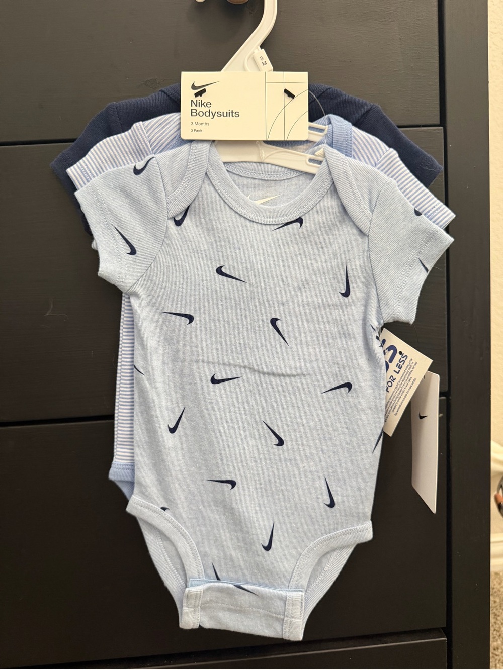 Nike Light Blue and Navy Baby Bodysuit 3-Pack